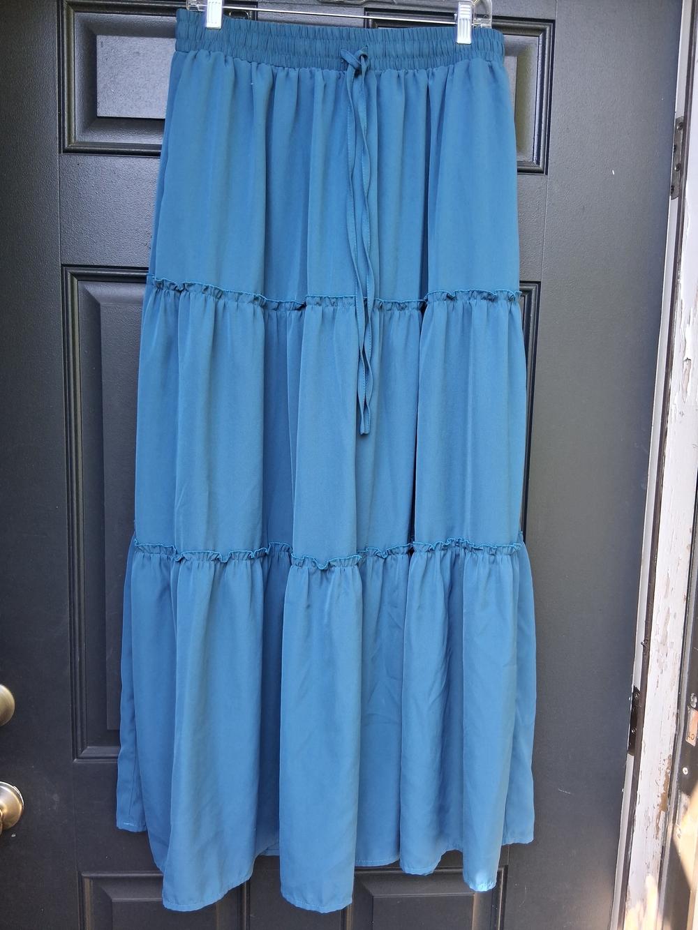 Women's Tiered Skater Skirt in Teal Blue